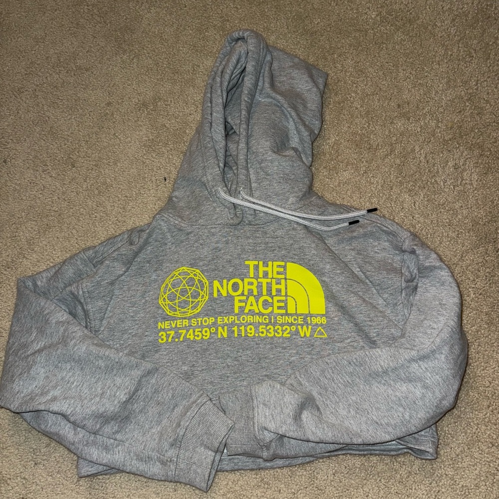The North Face Gray Hoodie with Yellow Logo